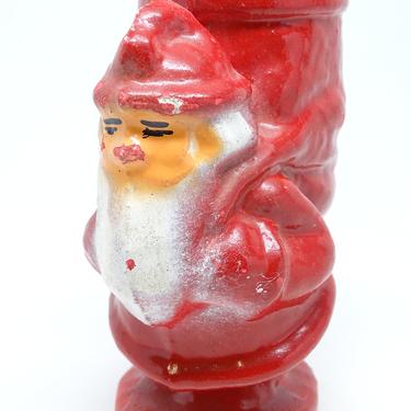 Antique 1940's Santa Candy Container, Vintage Pulp Paper Mache, Hand Painted for Christmas, Retro Decor 