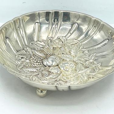 S. Kirk &amp; Son Sterling Silver Floral Repousse Footed Nut Bowl # 431 - 5 3/4&amp;quot; 