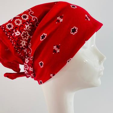 Vintage 1970s Retro Bandana All Cotton Fast Color Head Neck Hair Scarf Kerchief Handkerchief Red #1 