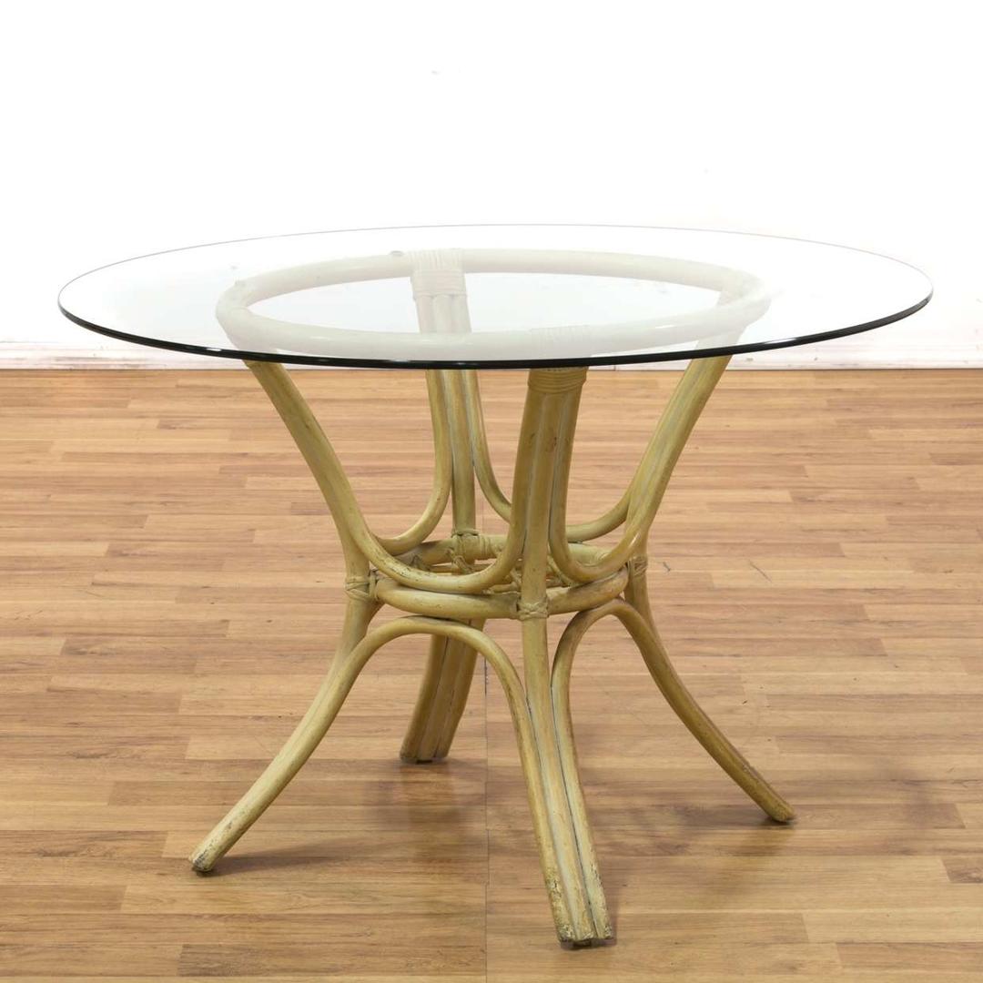 Rattan Dining Table W/ Glass Top Loveseat (Los Angeles) Vernon, CA