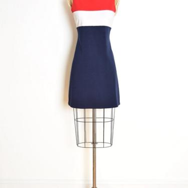 vintage 90s dress red white navy striped color block mod raver mini short M clothing 