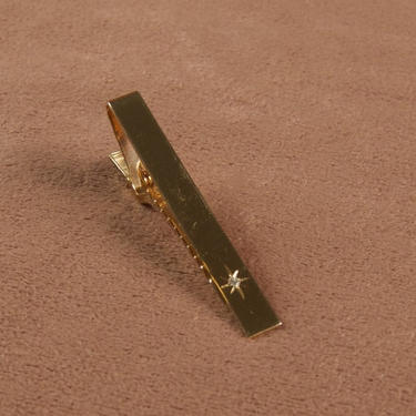 Vintage Anson 14K Gold Tie Bar with Diamond Accent dixon 