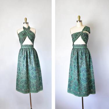 Ochanya convertible ngozi batik 1950s dress, african print dress, 50s summer dress, vintage skirt 
