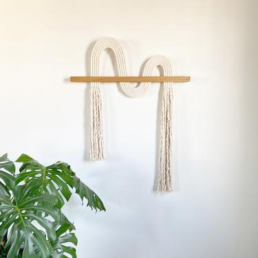 Macrame Wall Hanging &quot;Ebb&quot;- Textile Fiber Knot Art, Fringe Scandi Style, Bohemian Accent, Rope Art 