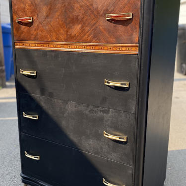 BlackArt Deco Waterfall 4 Drawer Dresser with Brass Bakelite | Antique to  Chic - Chicago, IL | ATTIC