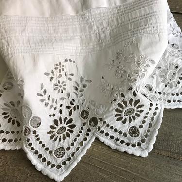 19th C French Girls Pantalettes, Lace Bloomers, Delicate Floral Hand Embroidered Lace Work 