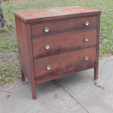 Antique Industrial Metal Heavy Duty Chest of Drawers Dresser Rusty Metal Clothing Storage Shop Garage Storage Container Farmhouse Cottage 