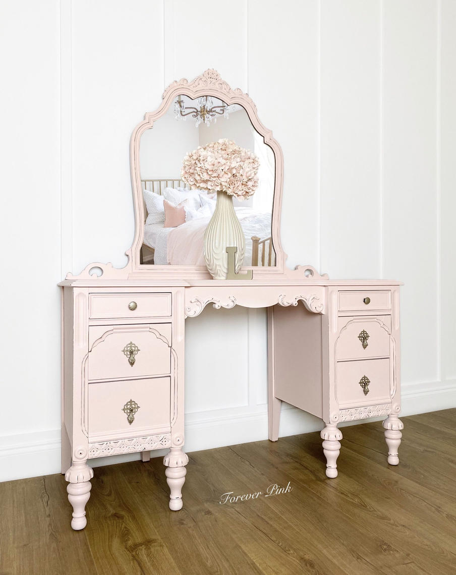 NEW Exclusive Forever Pink Vintage Vanity with Mirror, Antique