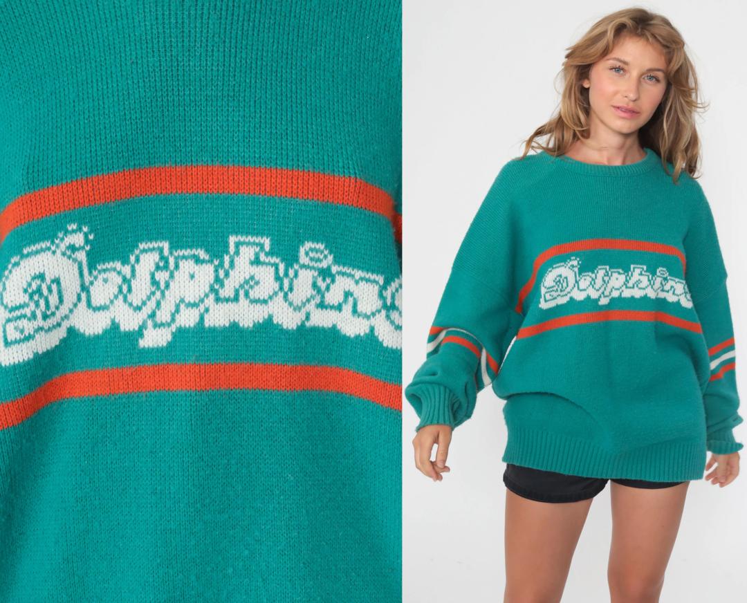 NFL, Sweaters, Vintage Miami Dolphins Nfl Cliff Engle Sweater Mens Xl 8s  Nfl Retro Knit