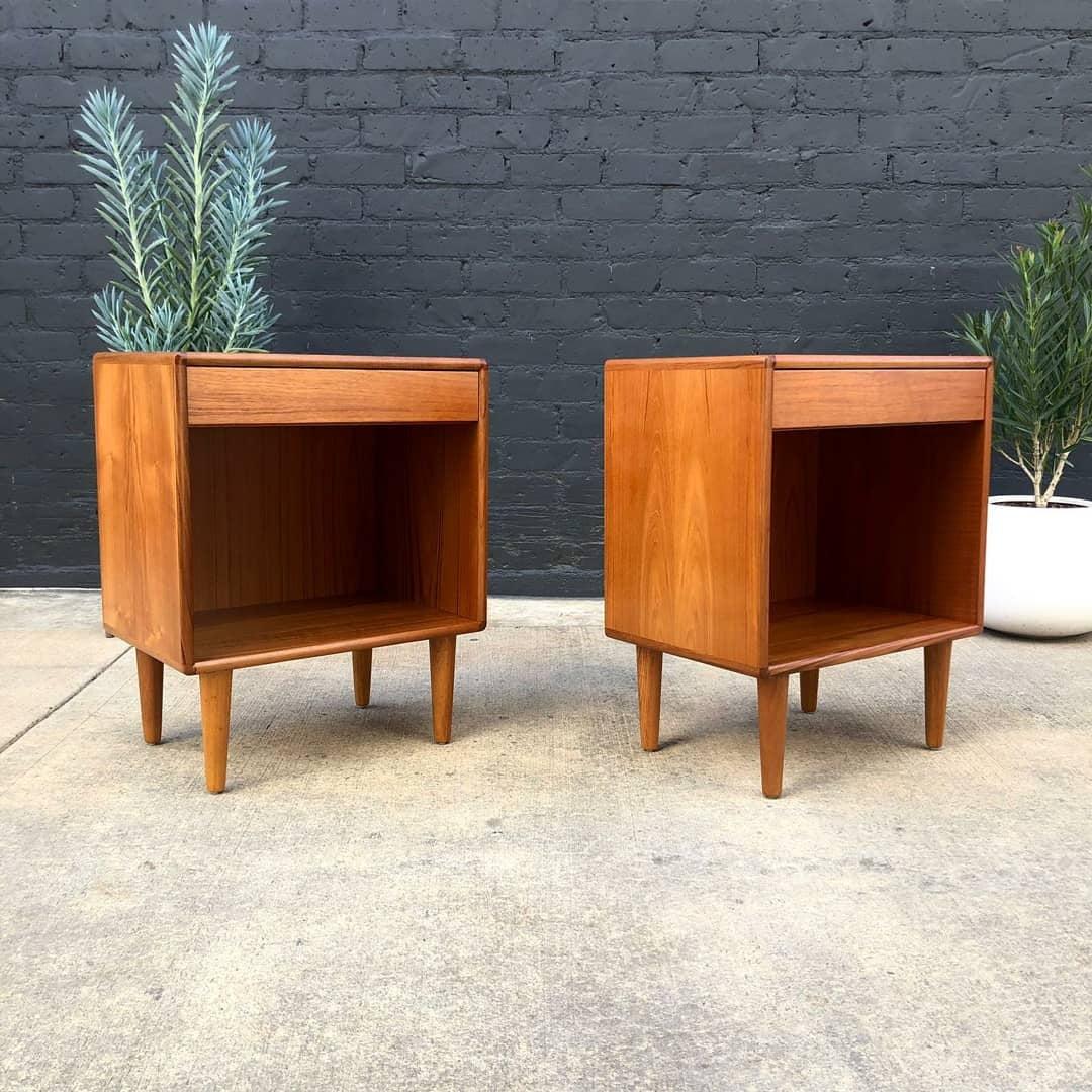 Pair of Danish Modern Teak Night Stands Vintage Supply East LA