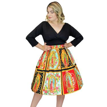 Pleated Circle Skirt - Virgin Mary Panel Skirt 