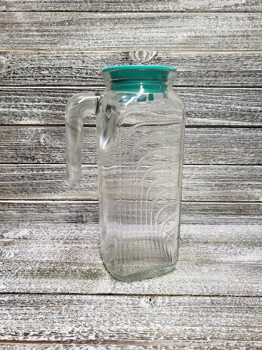 Carafe cruche à fleurs années 70 - Pichet seventies vintage COVEIRO Italy