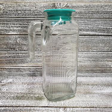 Vintage Covetro hot Italy Glass Pitcher Fridge Water Juice Jug Carafe Decanter White