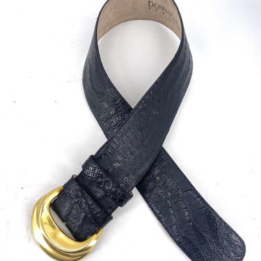 Wide croc-embossed leather belt is a vintage piece from Donna Karan New York NSS-W009_WIDE-GEORGIA-BELT-IN-  main image 2