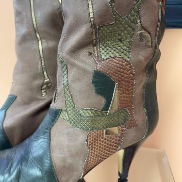 Vtg 80s leather Beltrami Egyptian goddess pharaoh boots 39.5 