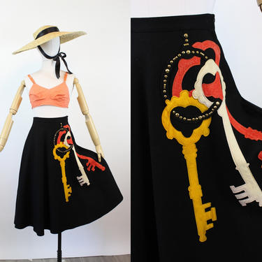 1950s SKELETON KEY studded felt skirt xs | new spring 