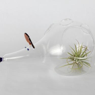 Glass Mouse Air Planter Holder, Hand Made, Hand Blown 