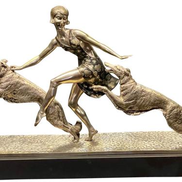 French Art Deco Bronze statue, "The Dance" by Lormeir