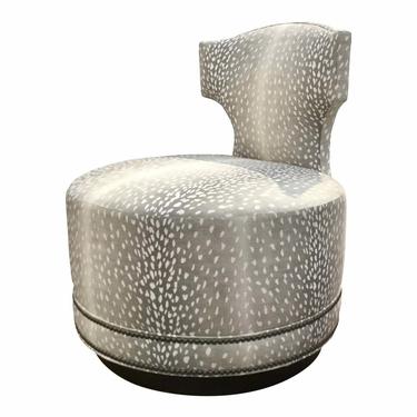 Pearson Modern Gray and White Leopard Print Clara Swivel Slipper Chair