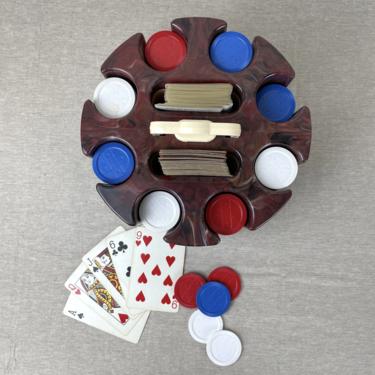 Poker chip carousel with chips - 1950s vintage 