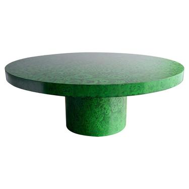 Custom Lacquered Faux Malachite Dining Table