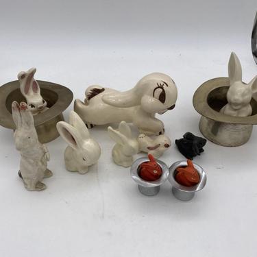 Magician Silver Bunny in a Hat Rabbit Figural Collection 