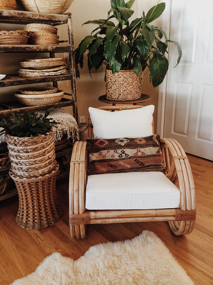 Paul Frankl Style Pretzel Rattan Chair, rattan chair, boho ...