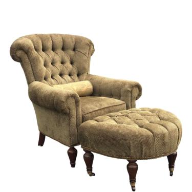 Taylor King Tufted Chenille Club Chair and Ottoman 