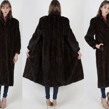 Luxurious Dark Brown Mink Coat / Vintage 80s Short Fur Collar Princess Jacket / Womens 1980s Genuine Swing Jacket 