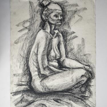 Original Charcoal Sketch of Nude Woman 