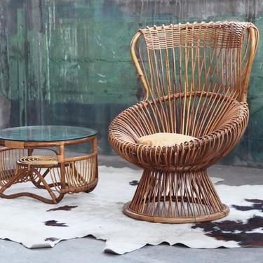 VERY RARE!! Franco Albini for Vittorio Bonacina Mid Century Margherita Chair + Matching Coffee Table Sculptural McM Danish Post Modern 