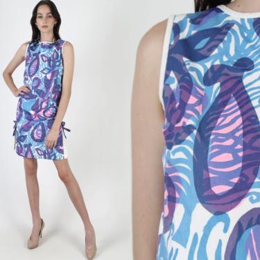 Lilly Pulitzer Dress / 60s The Lilly Designer Dress / Abstract Fish Print Dress / 1960s Scooter Tropical Floral Tiki Party Mini Dress 
