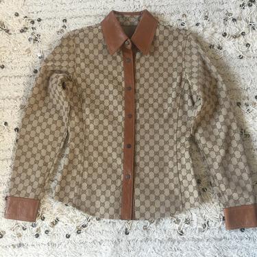 Brand New VTG Stüssy Double S Monogram Gucci Rip Button Up Cease Designer  AOP