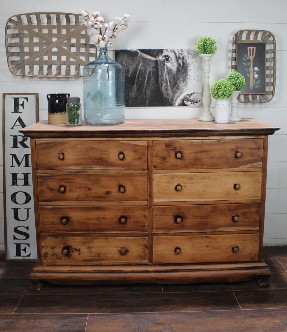 Vintage Aged Raw Wood Dresser \/ Buffet \/ Entryway Piece \/ Coffee Bar