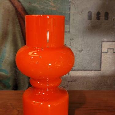 Vintage Mid century Swedish Cased Glass Vase Orange 