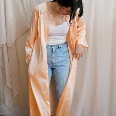 Vintage Robe/ 70s Fashion/ Vintage Lingerie/ Pastels/ Vintage Lace/ Floor Length Duster/ Peignoir 