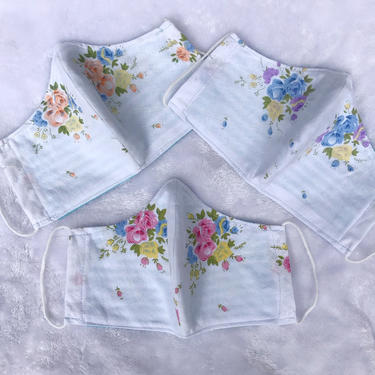 Retro Hankies 100% Cotton Reusable Face Mask | White by blindcatvintage