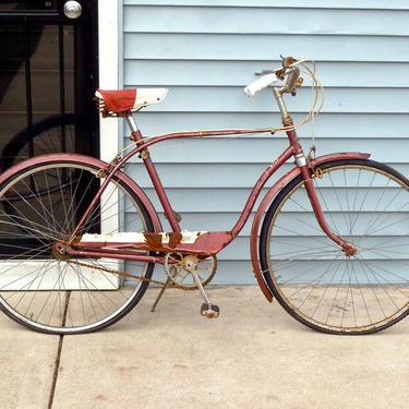 Vintage 1950s Hercules 3 Speed Bicycle w Rare Twin Top Tube Humpback Frame Design - England - Hercules Cycle and Motor Company - Hawthorne 