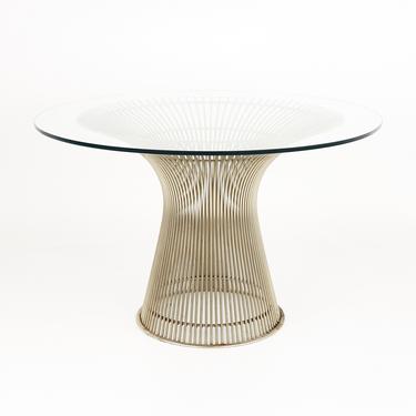 Warren Platner For Knoll Mid Century Glass Top Nickel Dining Table - mcm 