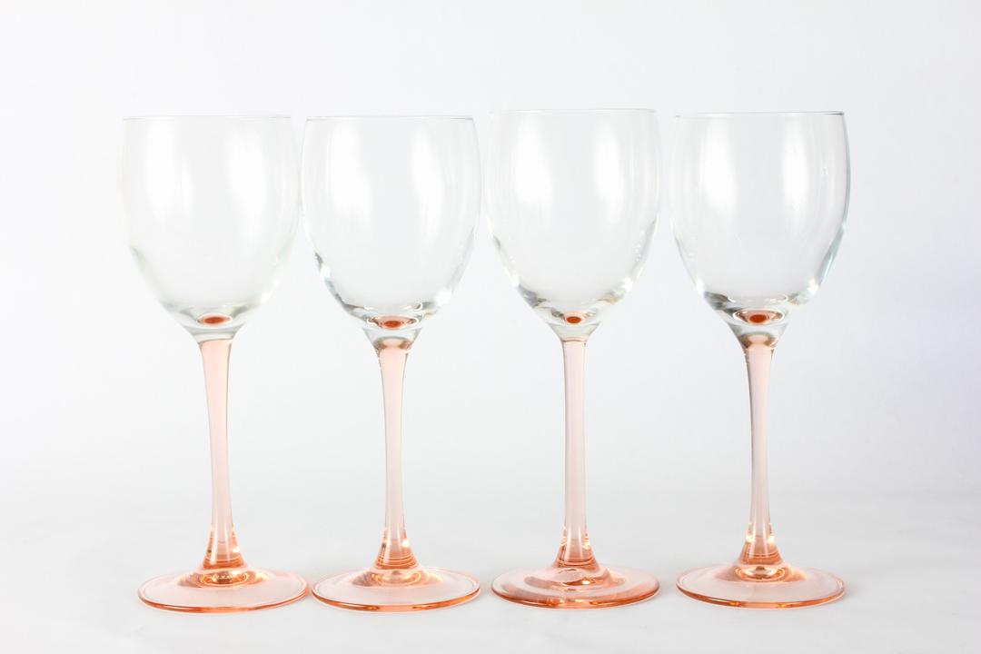 Pink Glassware, Wedding Decor, Vintage Glassware, Blush Pink, Wine Glassware, 1882 Blue