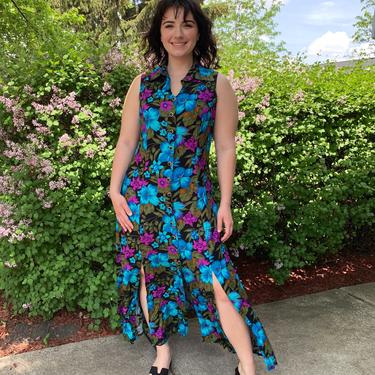 Vintage Blue Floral Dress 