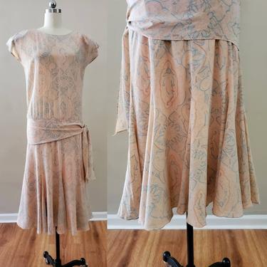 1980s Does 1920s Day Dress 80s does 20s Flapper Dress 80's Women's Vintage Size M/L 