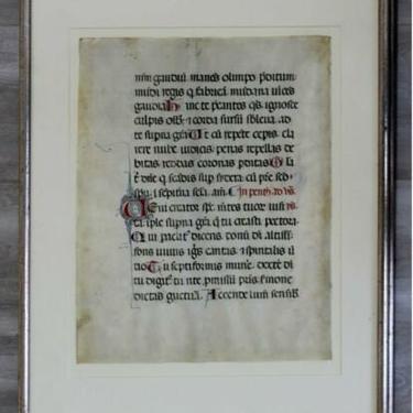 Antique Framed Flemish Illuminated Missal Leaf Service Book Page 15th Century 