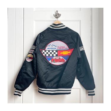 1980s Tacoma Corvette Club Nylon Bomber Jackets with Patches- size med 