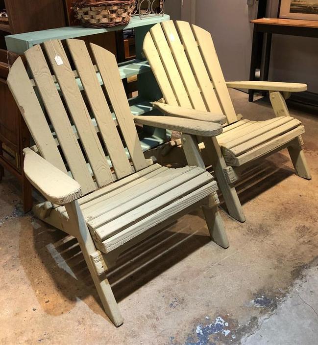 Pair Of Greige Greyish Beige Painted Adirondack Chairs 95 Each