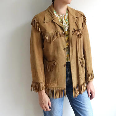 Vintage 40s 50s Suede Fringe Jacket/ Western Coat/ 1950s 1940s 