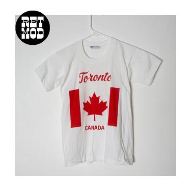KIDS SIZE - Vintage 70s 80s Toronto Canada Maple Leaf Flag Soft T-Shirt 