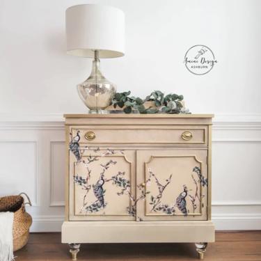 Vintage Buffet. Antique Sideboard. Mahogany Table. Silverware Chest. Painted Server. Bird Buffet. Painted Furniture 