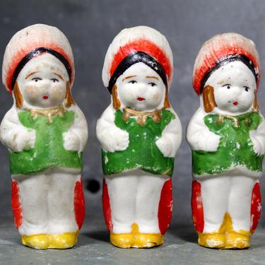 Unique Set of 3 Identical Vintage Bisque Penny Dolls from the 1930s - Frozen Charlotte - Bisque Dolls - Triplets | FREE SHIPPING 