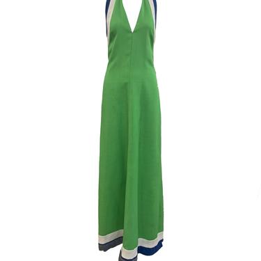 Jerry Silverman Deadstock 70s Maxi in Lime Green with Striped Accents